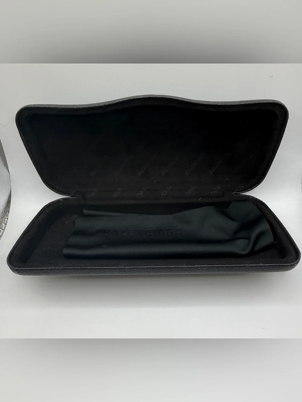 Balenciaga Black Pebbled Hard Shell Eyewear Case